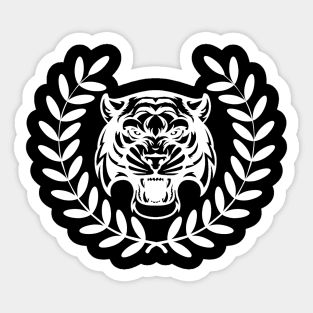 Roaring Tiger Head Art Design Victory Laurel Wreath Sticker